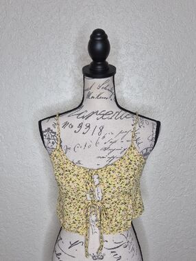 Sky & Sparrow Multicolored Floral Cropped Tank Top Size M